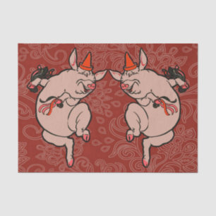 Dancing Pig Antique Cute Dancer Tissue Paper