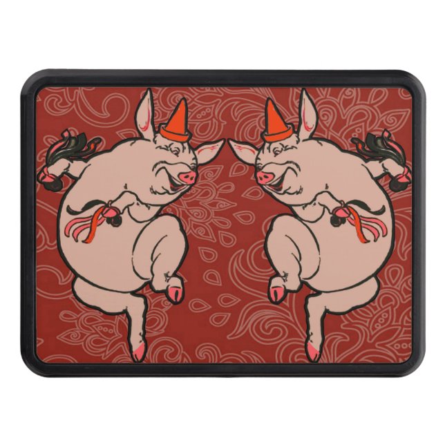 Dancing Pig Antique Cute Dancer Trailer Hitch Cover (Front)
