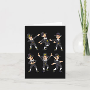 Dancing Pilgrim Thanksgiving Day Boys Girls Kid Card