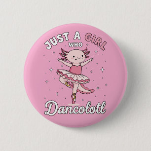 Dancing Pink Axolotl in Ballet Tutu 2 Inch Round Button