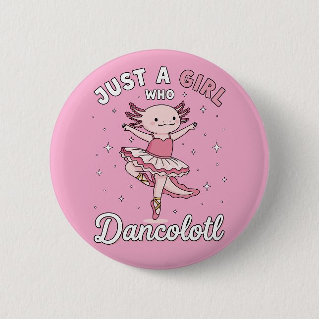 Dancing Pink Axolotl in Ballet Tutu 2 Inch Round Button (Front)
