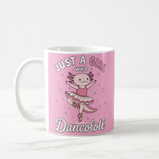 Dancing Pink Axolotl in Ballet Tutu Coffee Mug (Left)