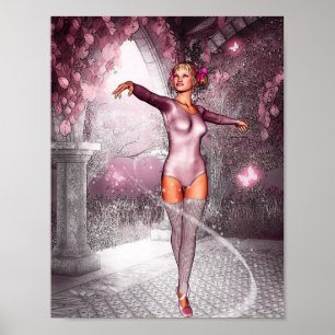 Dancing Pink Ballerina Poster