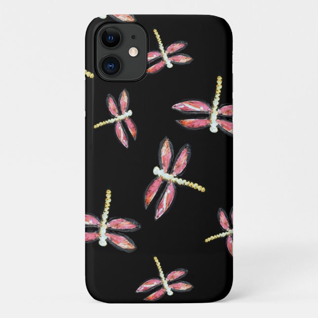 Dancing Pink Dragonfly Girly Case-Mate iPhone Case (Back)
