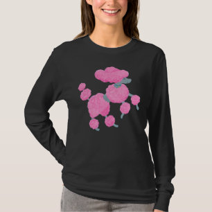 Dancing pink poodle on white T-Shirt