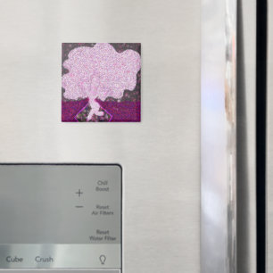 Dancing pink tree glitter Tu B'Shvat ט״ו בשבט Magnet
