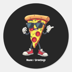 Dancing Pizza Slice A Playful & Delicious Design Classic Round Sticker
