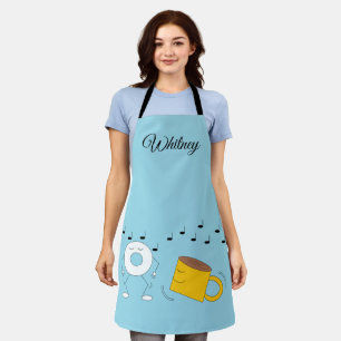 Dancing Powdered Doughnut & Coffee Mug:   Apron