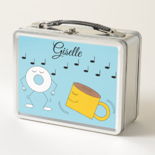 Dancing Powered Doughnut & Coffee Mug:  Metal Lunch Box