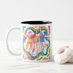 Dancing Pride Rainbow Art   Colourful LGBTQ+ Two-Tone Coffee Mug