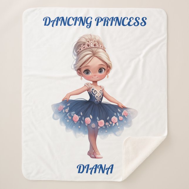 "DANCING PRINCESS" PERSONALIZED  SHERPA BLANKET (Front)