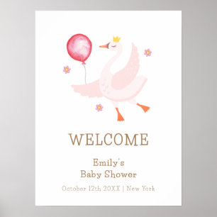 Dancing Princess Swan Balloon Baby Shower Welcome Poster