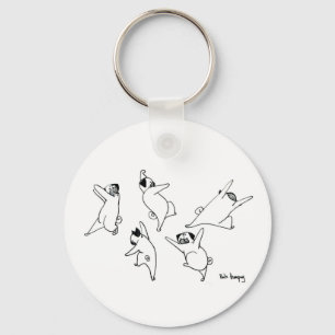 Dancing Pugs Keychain