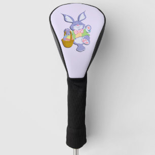 Dancing Purple Easter Bunny Basket of Coloured Egg Golf Head Cover