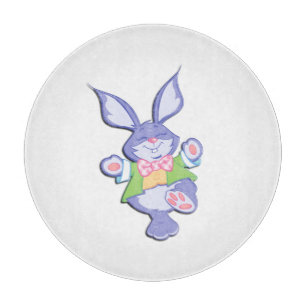 Dancing Purple Easter Bunny Cutting Board