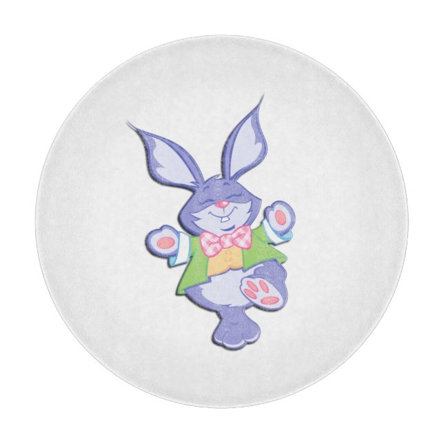 Dancing Purple Easter Bunny Cutting Board (Front)