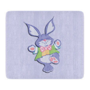 Dancing Purple Easter Bunny Cutting Board