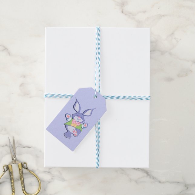Dancing Purple Easter Bunny Gift Tags (With Twine)