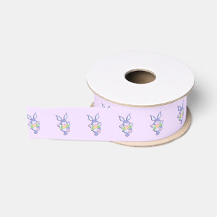 Dancing Purple Easter Bunny Grosgrain Ribbon