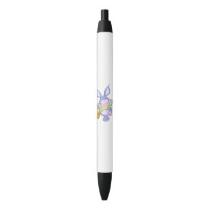 Dancing Purple Easter Bunny Lavender Black Ink Pen