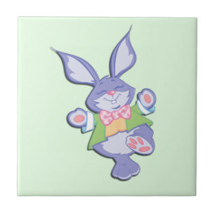 Dancing Purple Easter Bunny Mint Tile