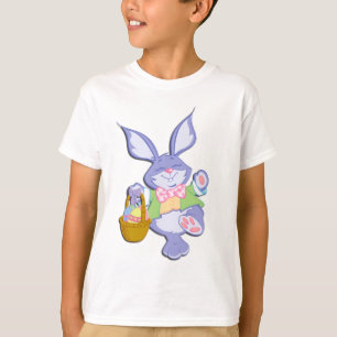 Dancing Purple Easter Bunny Personalized Back T-Shirt