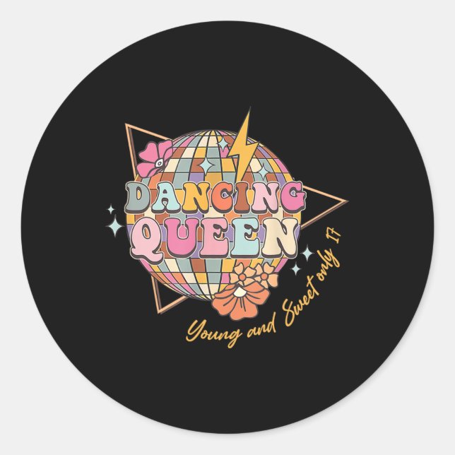 Dancing Queen Foral 17th Birthday Disco Ball  Classic Round Sticker (Front)