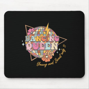 Dancing Queen Foral 17th Birthday Disco Ball Mouse Pad