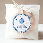 Dancing Queen greek Musical disco bridal shower Classic Round Sticker<br><div class="desc">Mediterranean Greek musical bougainvillea-inspired Dancing Queen bridal shower editable round circle sticker.</div>