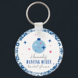 Dancing Queen greek Musical disco bridal shower Keychain<br><div class="desc">Mediterranean Greek musical bougainvillea-inspired Dancing Queen bridal shower keychain party favour.</div>