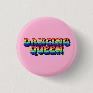 Dancing Queen Vintage Distressed 3D Typography 1 Inch Round Button