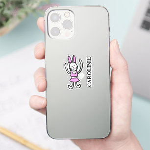 Dancing Rabbit Vinyl Name Sticker in Many Sizes