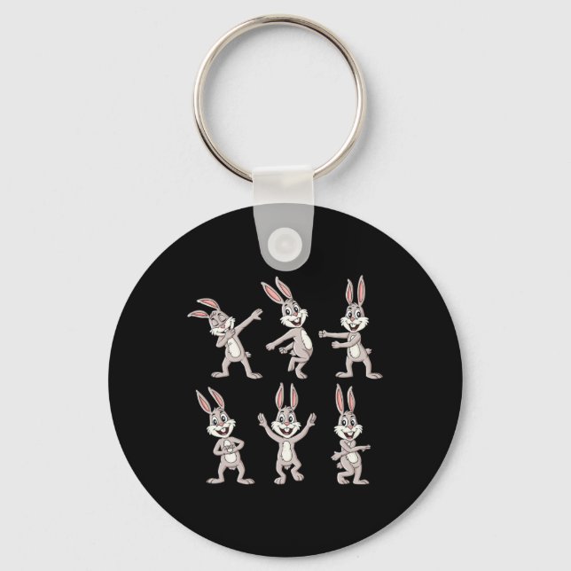 Dancing Rabbits Easter Dance Challenge Boys Girls  Keychain (Front)