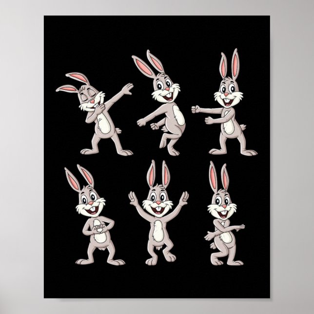 Dancing Rabbits Easter Dance Challenge Boys Girls  Poster (Front)