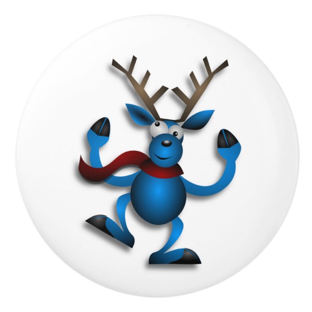 DANCING REINDEER CERAMIC KNOB (Front)