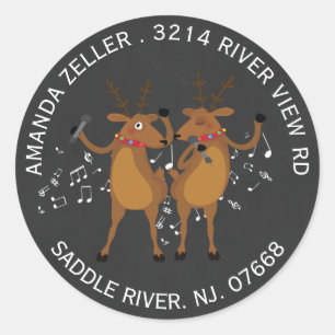 Dancing Reindeer Christmas Address Label Sticker