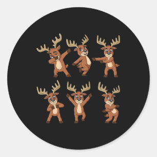 Dancing Reindeer Dance Challenge Christmas Boys Gi Classic Round Sticker