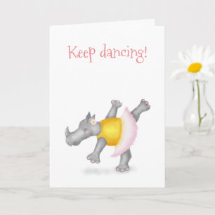 Dancing rhino personalized 'keep dancing' card