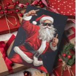 Dancing Rocker Santa Holiday Card<br><div class="desc">This design was created though digital art. It may be personalized in the area provided by changing the photo and/or text. Or it can be customized by choosing the click to customize further option and delete or change the colour the background, add text, change the text colour or style, or...</div>