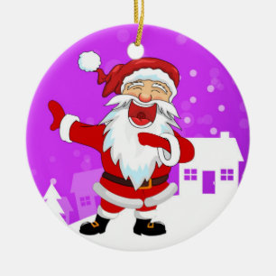 Dancing Santa Ceramic Ornament