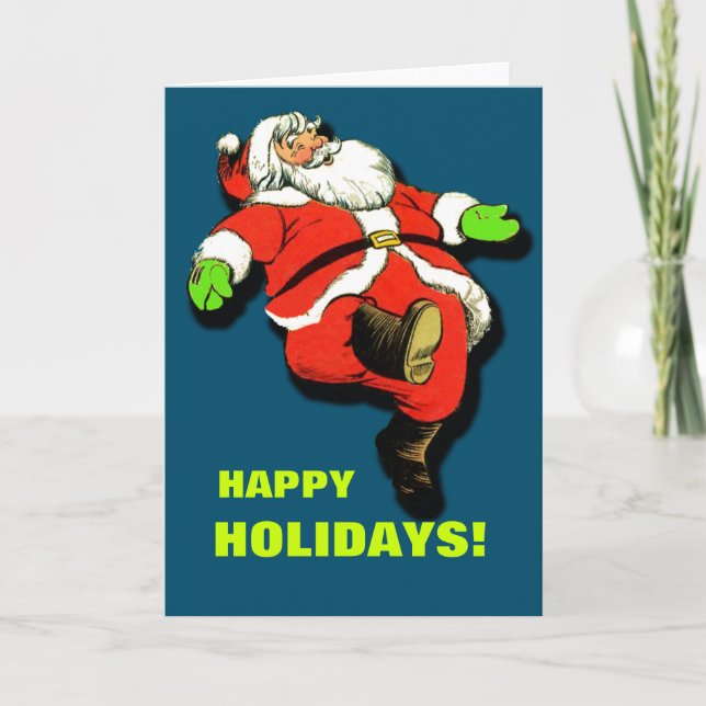 Dancing Santa Claus Christmas Card (Front)