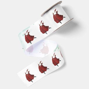 Dancing Santa Claus Christmas Satin Ribbon