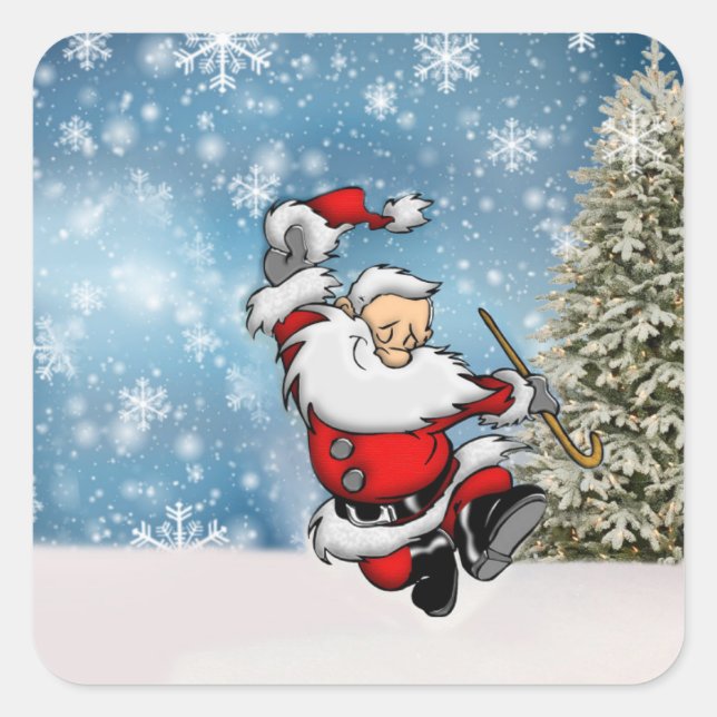 Dancing Santa Claus Square Sticker (Front)