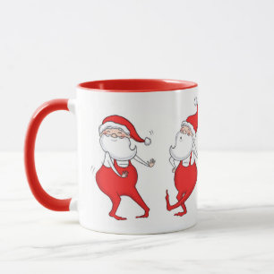 Dancing Santa Clause illustrated Christmas Mug