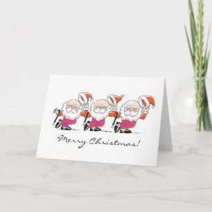 Dancing Santas greeting card