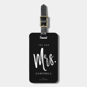Dancing Script Lettering   Mr. and Mrs. Luggage Tag