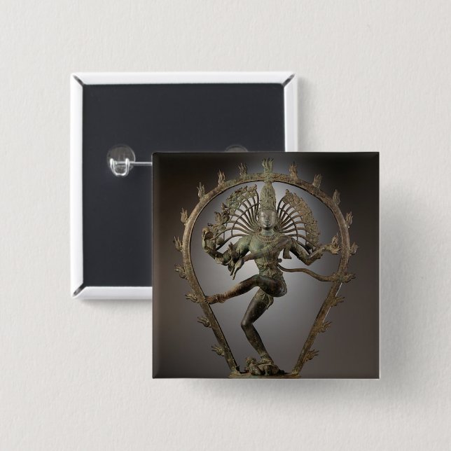 Dancing Shiva Goddess statue 2 Inch Square Button (Front & Back)