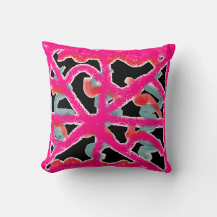 Dancing shocking lightening pink and black sofa throw pillow