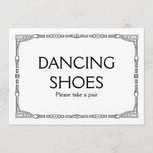 "Dancing Shoes" Art Deco Style Wedding Sign Invitation