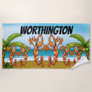 Dancing Shrimp  Beach Towel